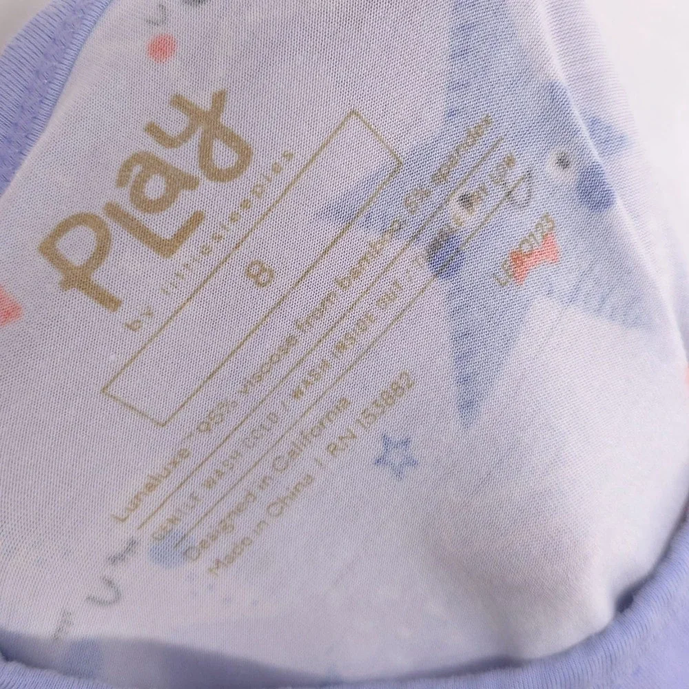 PLAY BY THE LITTLE SLEEPIES Star Print Pocket Tee‎ Boys 8 Blue Red Short Sleeve